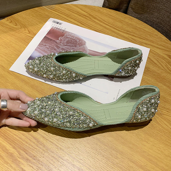 Zapatos de Tacón con Perlitas y Cristales para Mujer