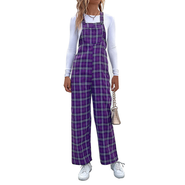 Jumpsuit Casual de Cuadros con Tirantes Finos para Mujer - Image 5