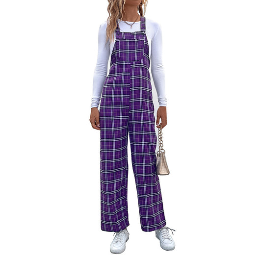 Jumpsuit Casual de Cuadros con Tirantes Finos para Mujer - Image 5