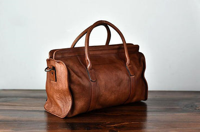 Bolso de Cuero Curtido al Vegetal Cosido a Mano - Gran Capacidad para Auto - Image 11