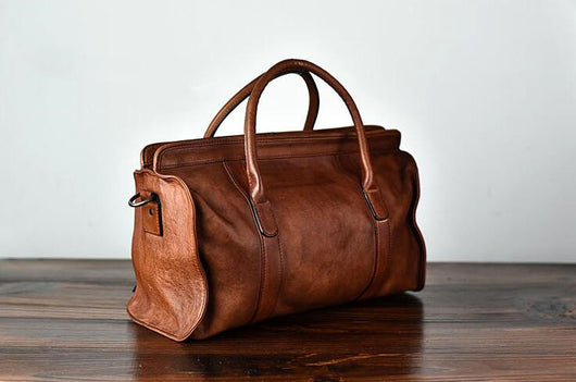 Bolso de Cuero Curtido al Vegetal Cosido a Mano - Gran Capacidad para Auto - Image 11