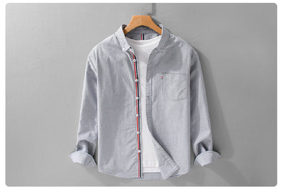 Camisa Oxford Clásica Británica de Manga Larga para Hombre - Image 13