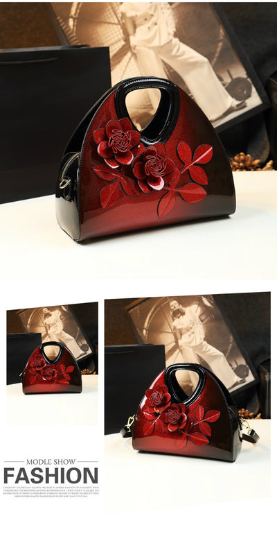 Bolso Mensajero de Cuero Charol con Diseño Floral Personalizado - Image 8