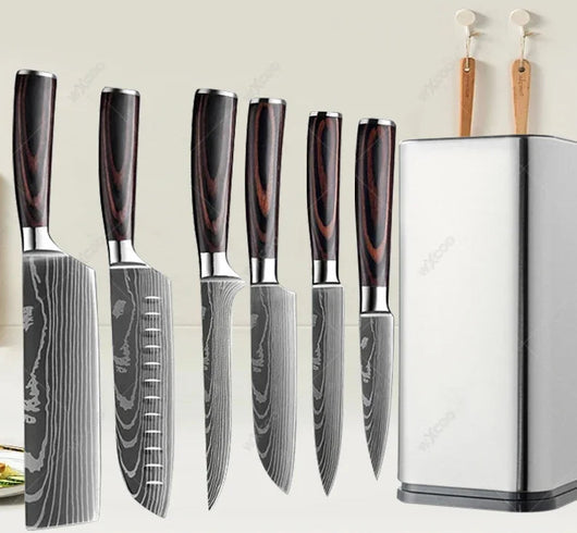 Juego de Cuchillos de Cocina Damascus con Mango de Resina Roja - Image 20