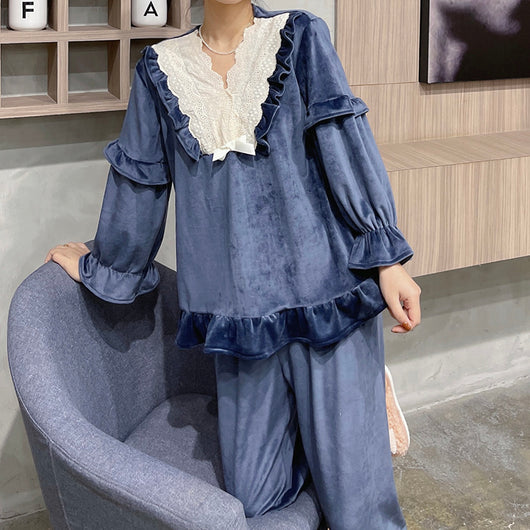 Conjunto de Pijama Encaje Dulce Estilo Coreano para Casa - Image 5