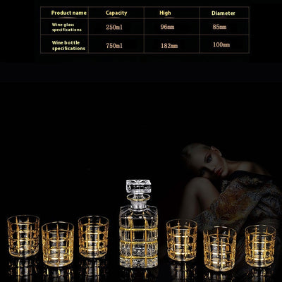 Juego de Copas de Cristal para Whisky y Vino con Detalles Dorados - Image 16