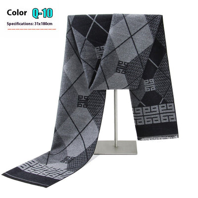 Bufanda Ejecutiva de Cachemira Rayada para Hombre Invierno - Image 15