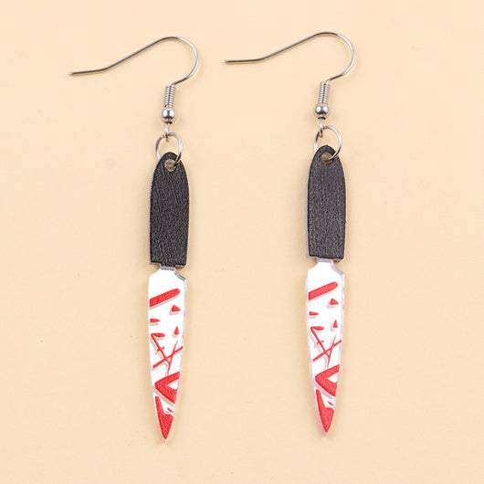 Aretes de Hacha Ensangrentada Halloween - Diseño Acrílic Retro