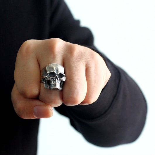 Anillo de Plata Esterlina 925 Grueso Punk Retro para Hombre