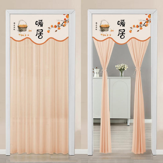 Double-layer blackout doorway curtain with a light blue top featuring a cartoon bear and "LUCK DAY!" text. - Image 32