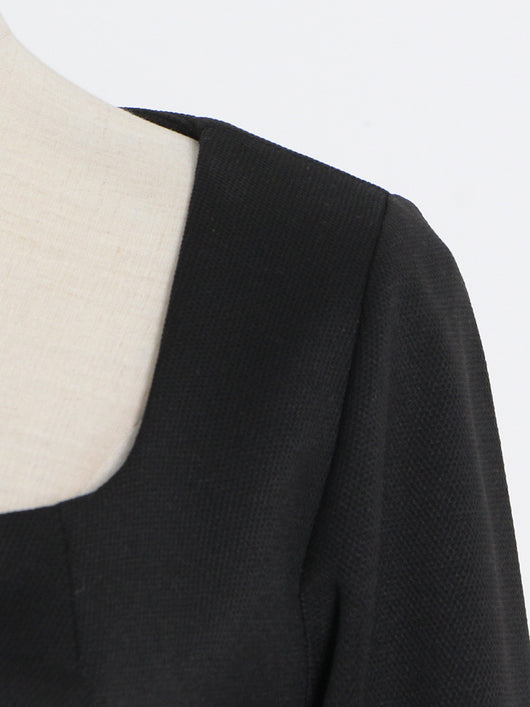 Blusa Retro Francesa Cuello Cuadrado Ajustada con Cintura Marcada - Image 3