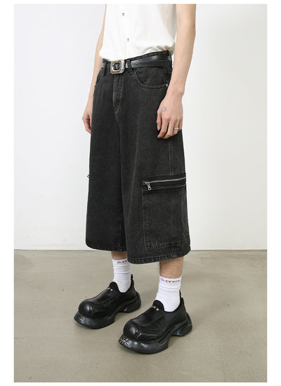 Shorts Cargo Denim Holgados Estilo Hip-hop Urbano - Image 14