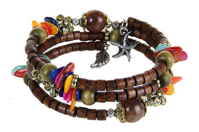 Pulsera de Madera Vintage con Cuentas Budistas y Detalles en Concha - Image 18