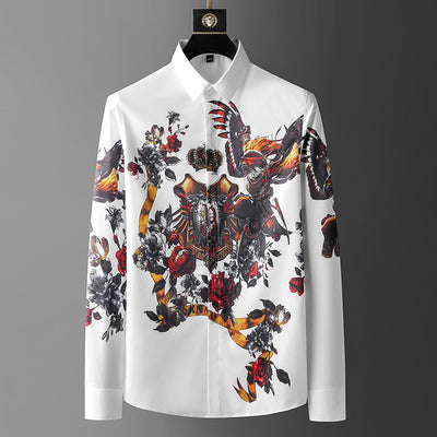 Camisa Manga Larga para Hombre con Detalles en Strass y Acabado Premium