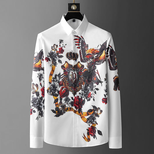 Camisa Manga Larga para Hombre con Detalles en Strass y Acabado Premium