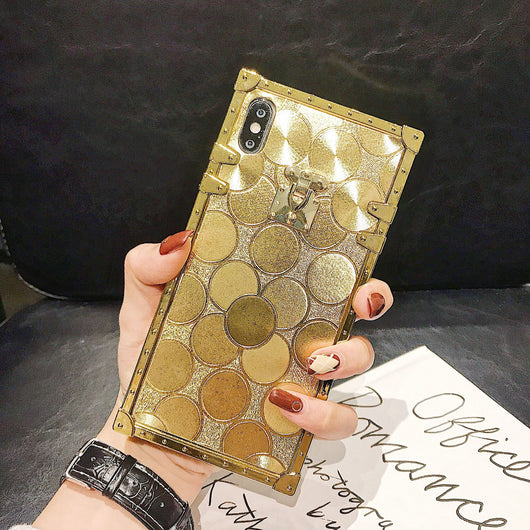 Funda para teléfono cuadrada dorada con brillo - Image 14