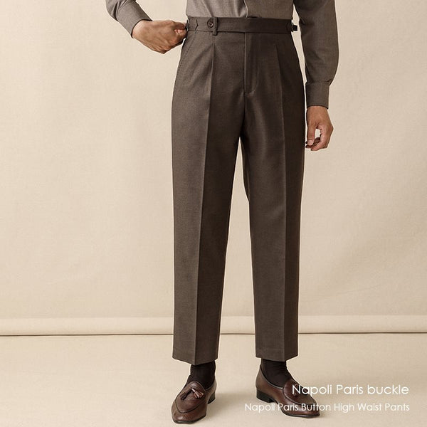 Pantalón de Vestir Cintura Alta Hombre Primavera Verano Corte Recto