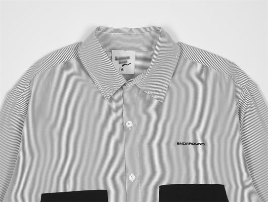 Camisa Suelta de Rayas Verticales y Manga Larga para Hombre - Image 9