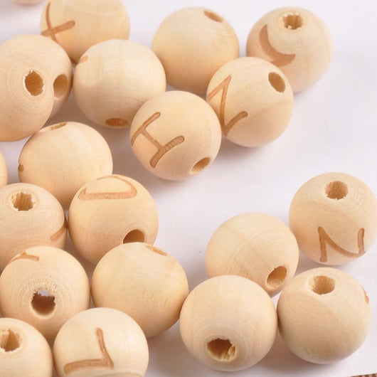 Cuentas de Madera Loto con 26 Letras del Alfabeto Inglés 14mm - Image 7