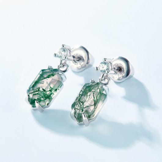 Aretes de Ágata Natural con Incrustación de Musgo Verde - Lujo Ligero - Image 7