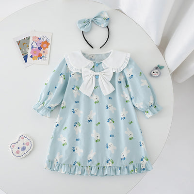 Vestido Enterizo Azul con Mangas Largas para Niñas - Image 4