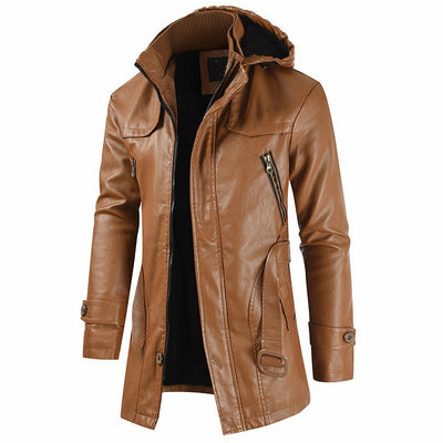Abrigo de Cuero Largo para Hombre Talla Grande - Image 4