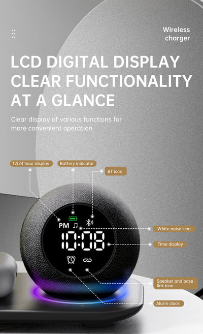 Reloj Despertador Multifuncional con Luz Ambiente, Ruido Blanco y Parlante Bluetooth - Image 15