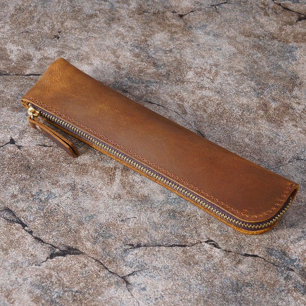 Estuche Portalápices de Cuero Genuino Estilo Retro