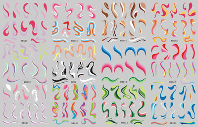 Stickers de Uñas con Diseño de Líneas Abstractas y Cintas Acuarela - Image 7