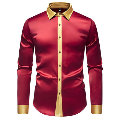 Camisa Manga Larga Satinada Bicolor para Hombre - Image 15