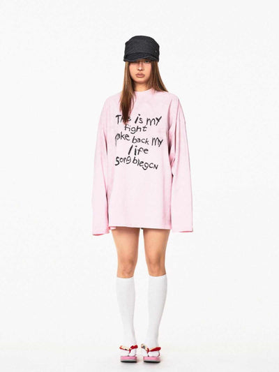 Playera Holgada con Letras Gastadas - Top Casual Versátil - Image 5