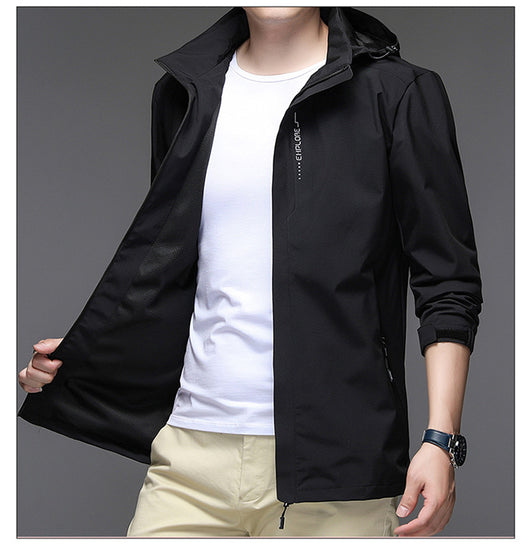 Chaqueta Casual para Hombre en Color Sólido con Gorro Incluido - Image 3