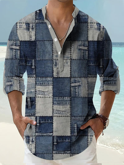 Camisa Hawaiana de Lino Bambú Digital Casual Manga Larga - Image 17