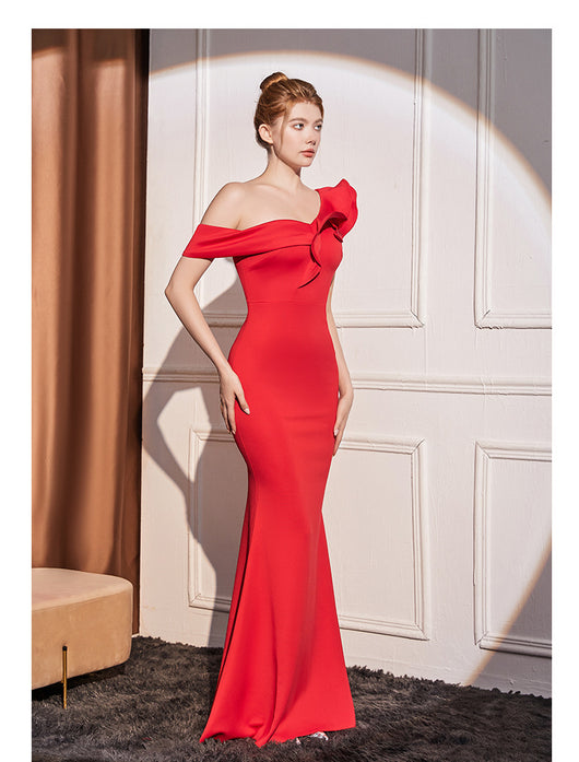 Vestido Largo Elegante con Hombros Inclinados Efecto Adelgazante - Image 17