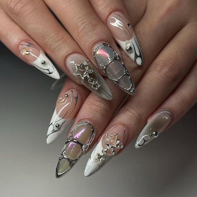 Uñas Postizas 3D con Relieve de Cristales - Diseño Sofisticado - Image 31