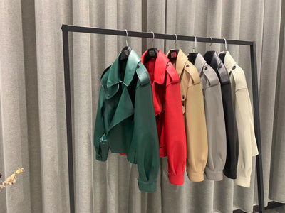 Chaqueta de Cuero Genuino para Mujer - Abrigo Corto de Piel de Oveja Holgado - Image 19