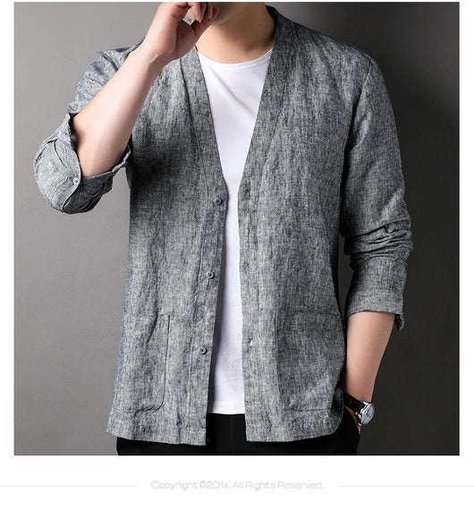 Camisa Casual Manga Larga Escote V para Hombre - Image 19