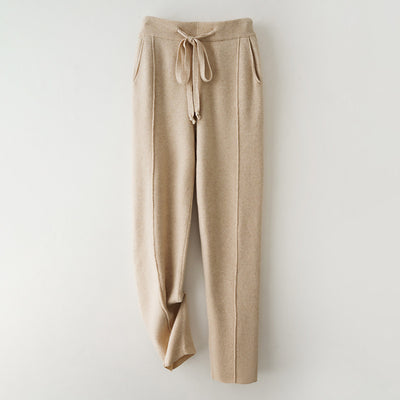 Pantalones de Lana Pura Cintura Alta Invierno - Harem Rectos Abrigados - Image 5
