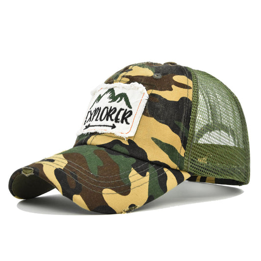 Gorra de Béisbol Vintage con Bordado Desteñido y Visera Curva de Malla