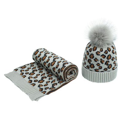 Conjunto de Gorro y Bufanda Estampado Leopardo para Otoño e Invierno - Image 6