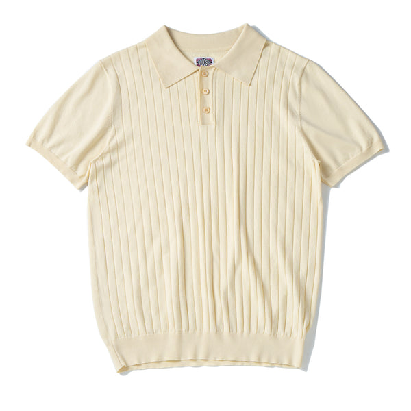 Polo de Seda Mulberry Italiano Premium Hombre - Cuello Solapa Retro Americano Rayas Tejidas - Image 5