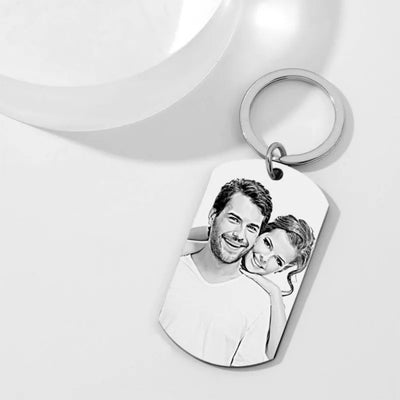 Llavero de Plata 925 con Foto Personalizada y Patrón Grabado - Image 4