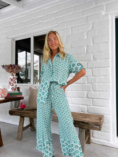 Conjunto Estampado de Moda Casual: Camisa + Pantalón Ancho - Image 9