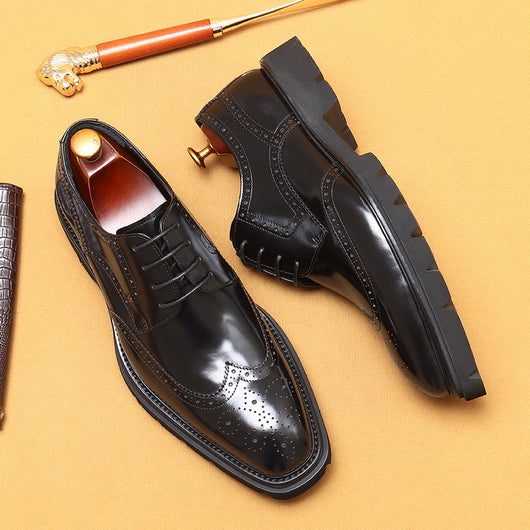 Zapatos de Cuero Grabado Estilo Business Casual Británico - Image 12