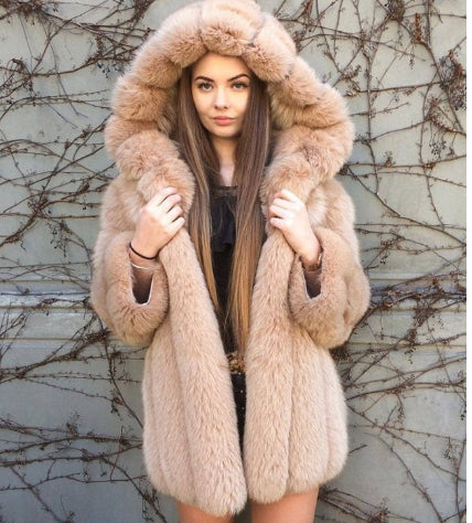 Abrigo de Piel Sintética con Capucha para Mujer - Image 6