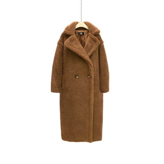 Abrigo Largo de Lana Esponjosa para Mujer - Elegancia Invernal - Image 2