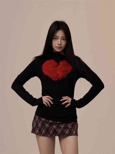 Blusa Retro de Manga Larga con Corazón Creativo - Corte Holgado y Elegante - Image 12