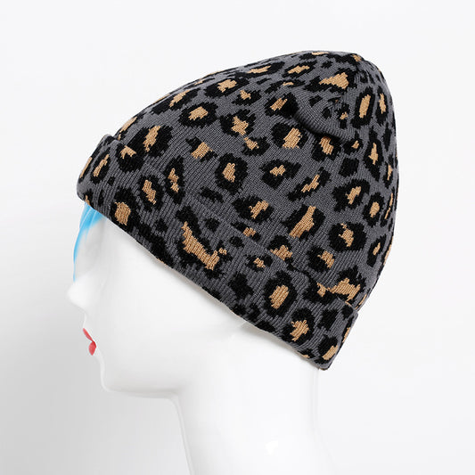 Gorro de Lana Estampado Leopardo Personalizable para Mujer - Abrigo Versátil Otoño Invierno - Image 2