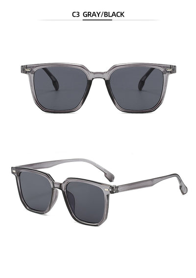 Large frame square sunglasses with a transparent champagne-colored frame and brown lenses. - Image 11