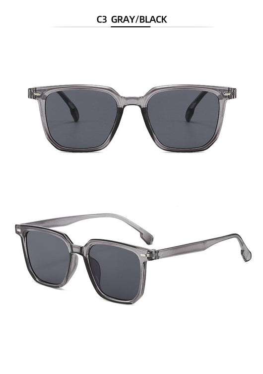 Large frame square sunglasses with a transparent champagne-colored frame and brown lenses. - Image 11